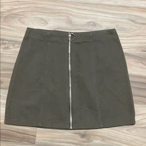 Olive green zip skirt